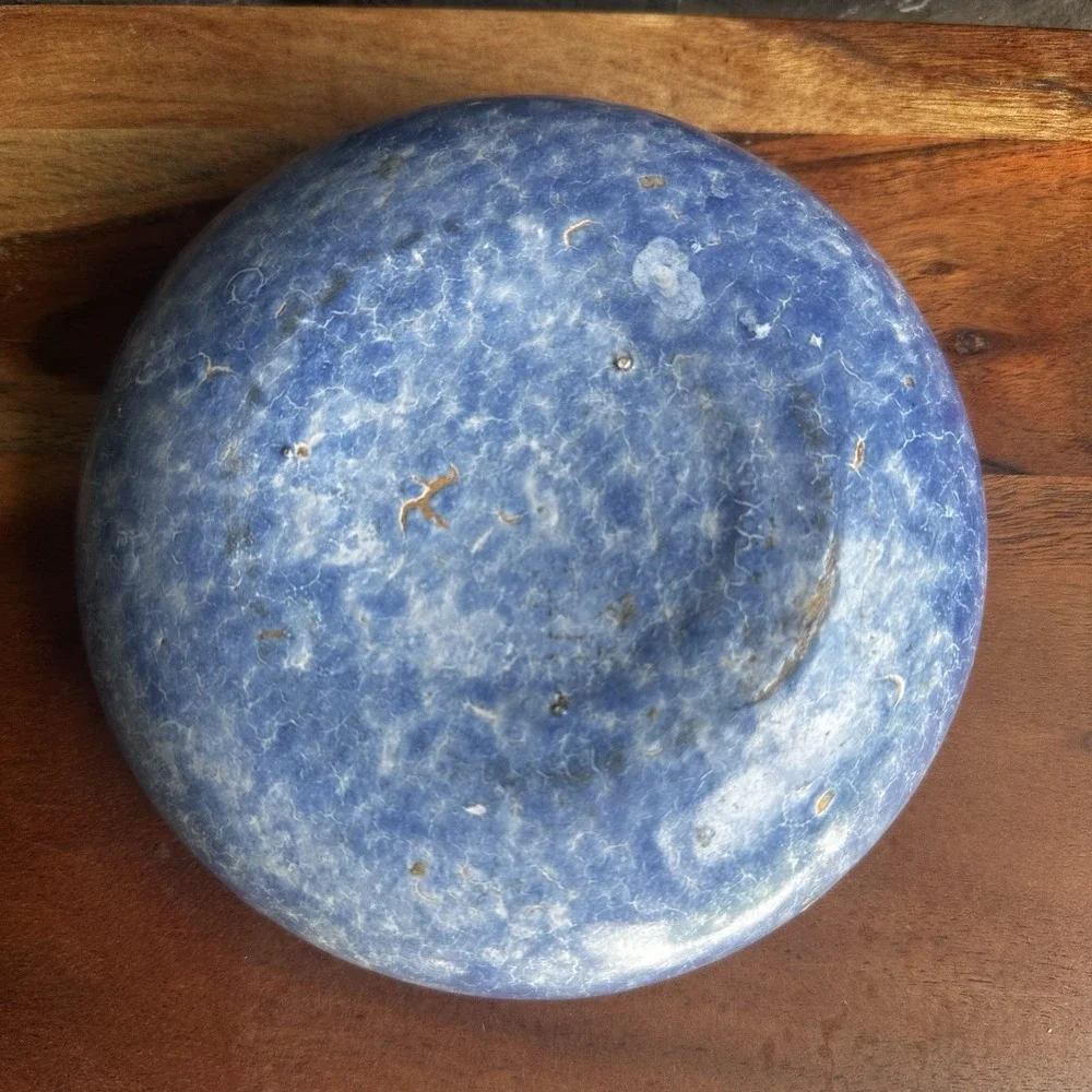 Vintage Ceramic Pottery Frog Flower Holder And Matching Blue Bowl Grandmacore